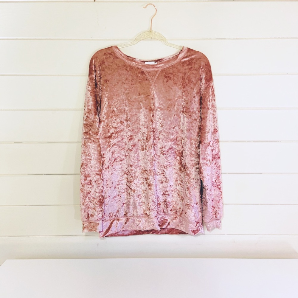 ✨3/15✨LN Pink Velvet Oversized Pullover Sweatshirt